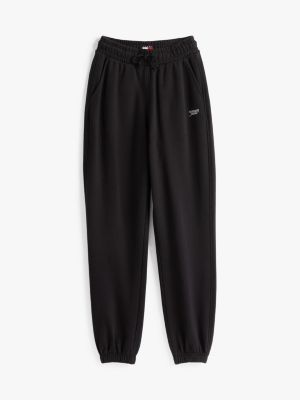 black signature relaxed cuffed joggers for women tommy jeans