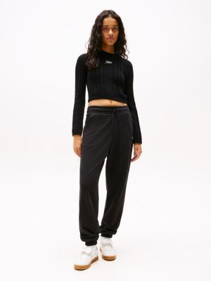 black signature relaxed cuffed joggers for women tommy jeans