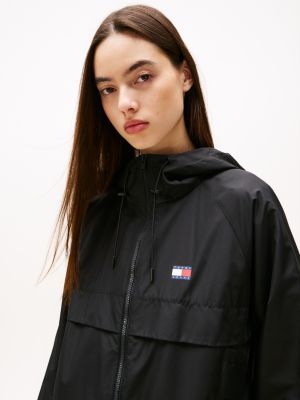 schwarz windjacke mit tommy-badge für damen - tommy jeans