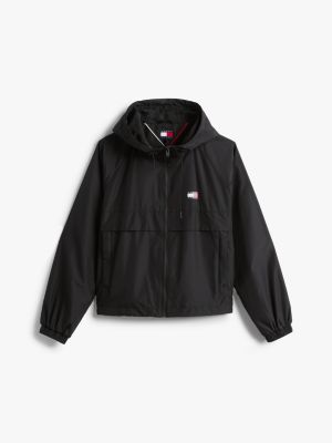 black tommy badge windbreaker for women tommy jeans