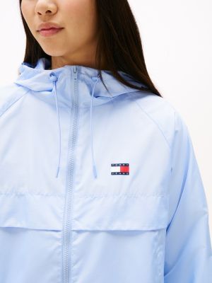 blau windjacke mit tommy-badge für damen - tommy jeans