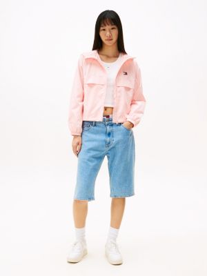 coupe-vent tommy badge rose pour femmes tommy jeans