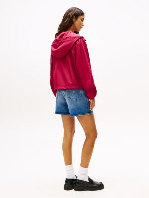 burgundy tommy badge windbreaker for women tommy jeans