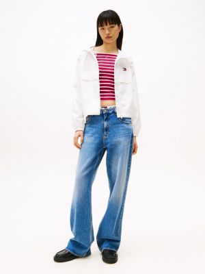 white tommy badge windbreaker for women tommy jeans