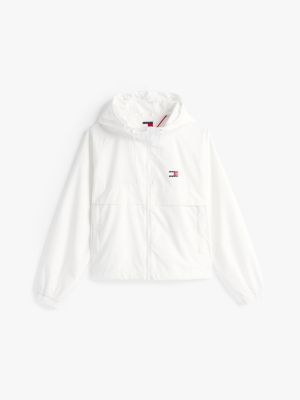 white tommy badge windbreaker for women tommy jeans