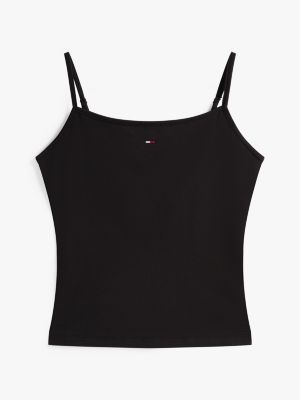 black slim spaghetti strap top for women tommy jeans