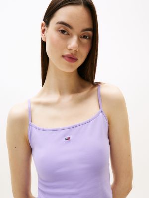 black slim spaghetti strap top for women tommy jeans