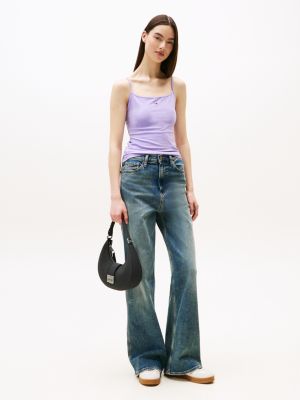 black slim spaghetti strap top for women tommy jeans