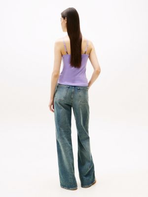 black slim spaghetti strap top for women tommy jeans