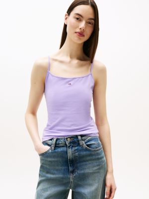 black slim spaghetti strap top for women tommy jeans