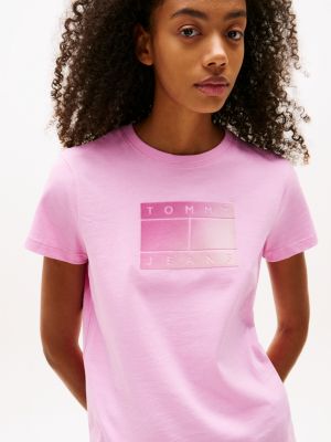 grey gradient logo crew neck t-shirt for women tommy jeans