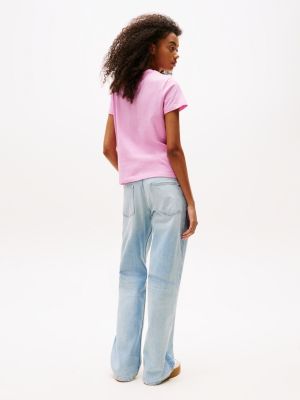 grey gradient logo crew neck t-shirt for women tommy jeans