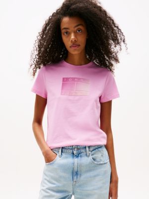 grey gradient logo crew neck t-shirt for women tommy jeans