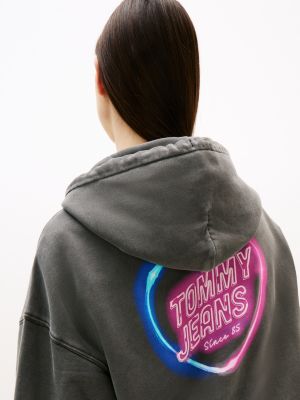 schwarz boxy fit hoodie mit rücken-grafik für damen - tommy jeans