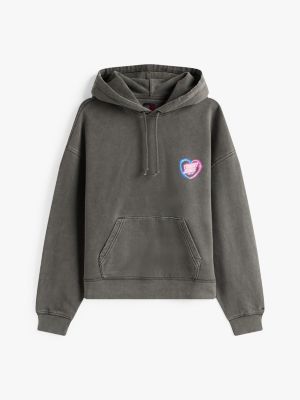 schwarz boxy fit hoodie mit rücken-grafik für damen - tommy jeans