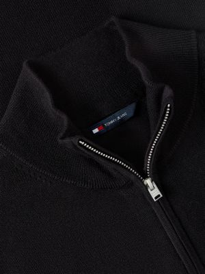 cardigan ajusté tommy badge à col cheminée noir pour femmes tommy jeans