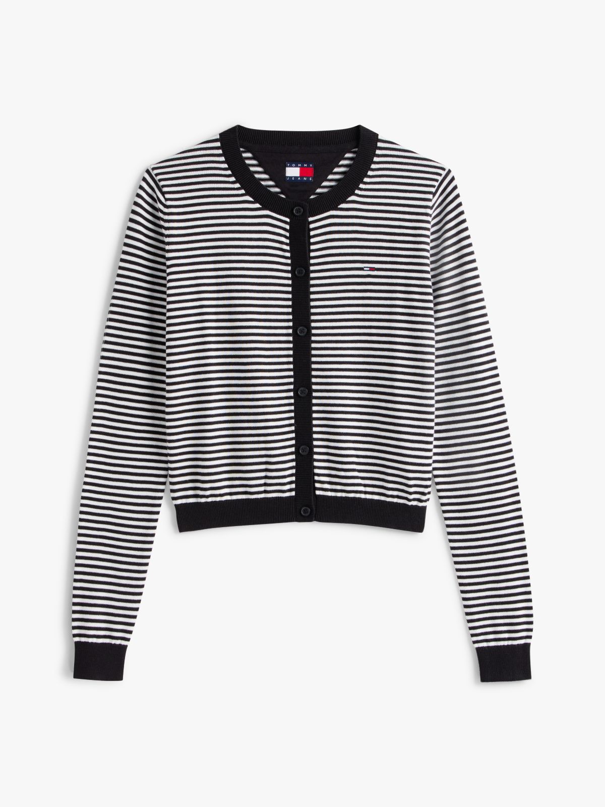 Slim Crew Neck Cardigan — Black