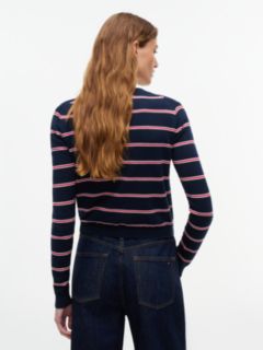 Slim Crew Neck Cardigan — Blue 4