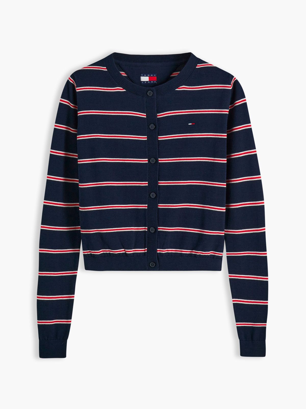 Slim Crew Neck Cardigan — Blue