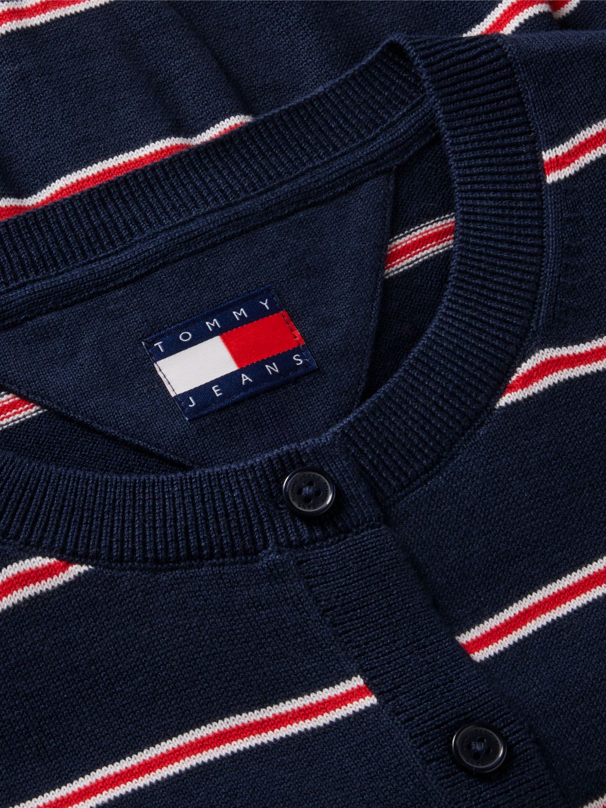 Slim Crew Neck Cardigan — Blue