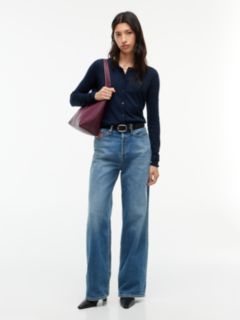 Slim Crew Neck Cardigan — Blue 2