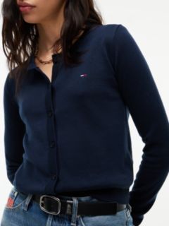 Slim Crew Neck Cardigan — Blue 3