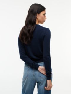 Slim Crew Neck Cardigan — Blue 4