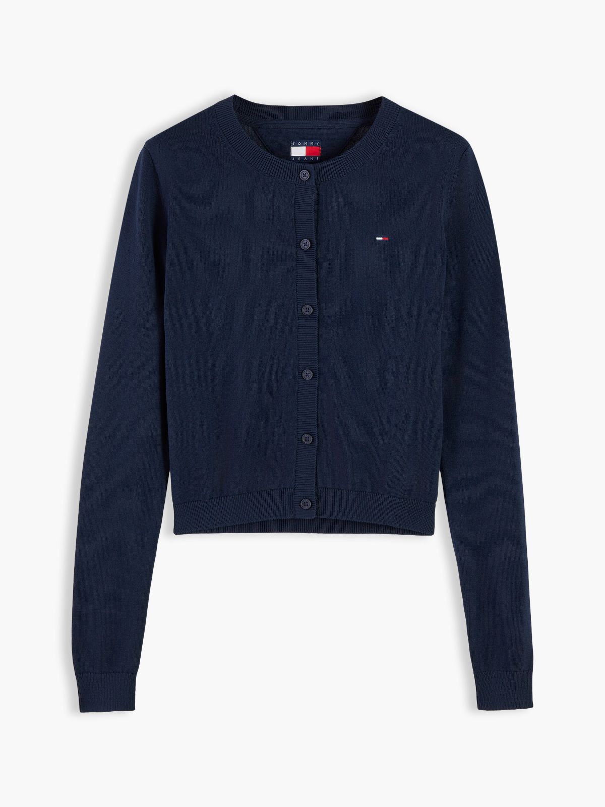 Slim Crew Neck Cardigan — Blue
