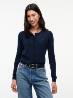 Slim Crew Neck Cardigan — Blue 1