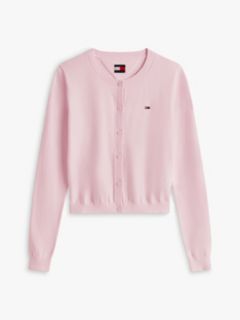 Slim Crew Neck Cardigan — Pink 5