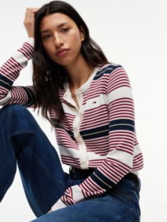 Slim Crew Neck Cardigan — Red 3