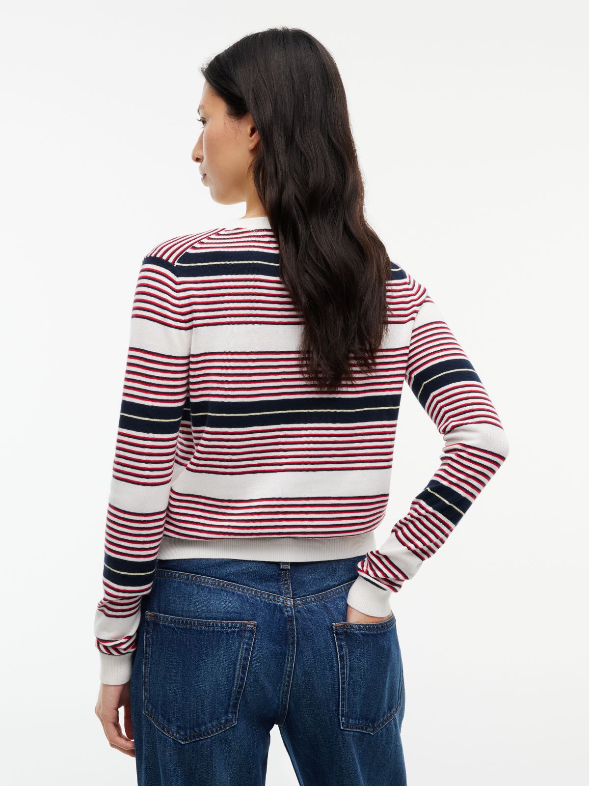 Slim Crew Neck Cardigan — Red