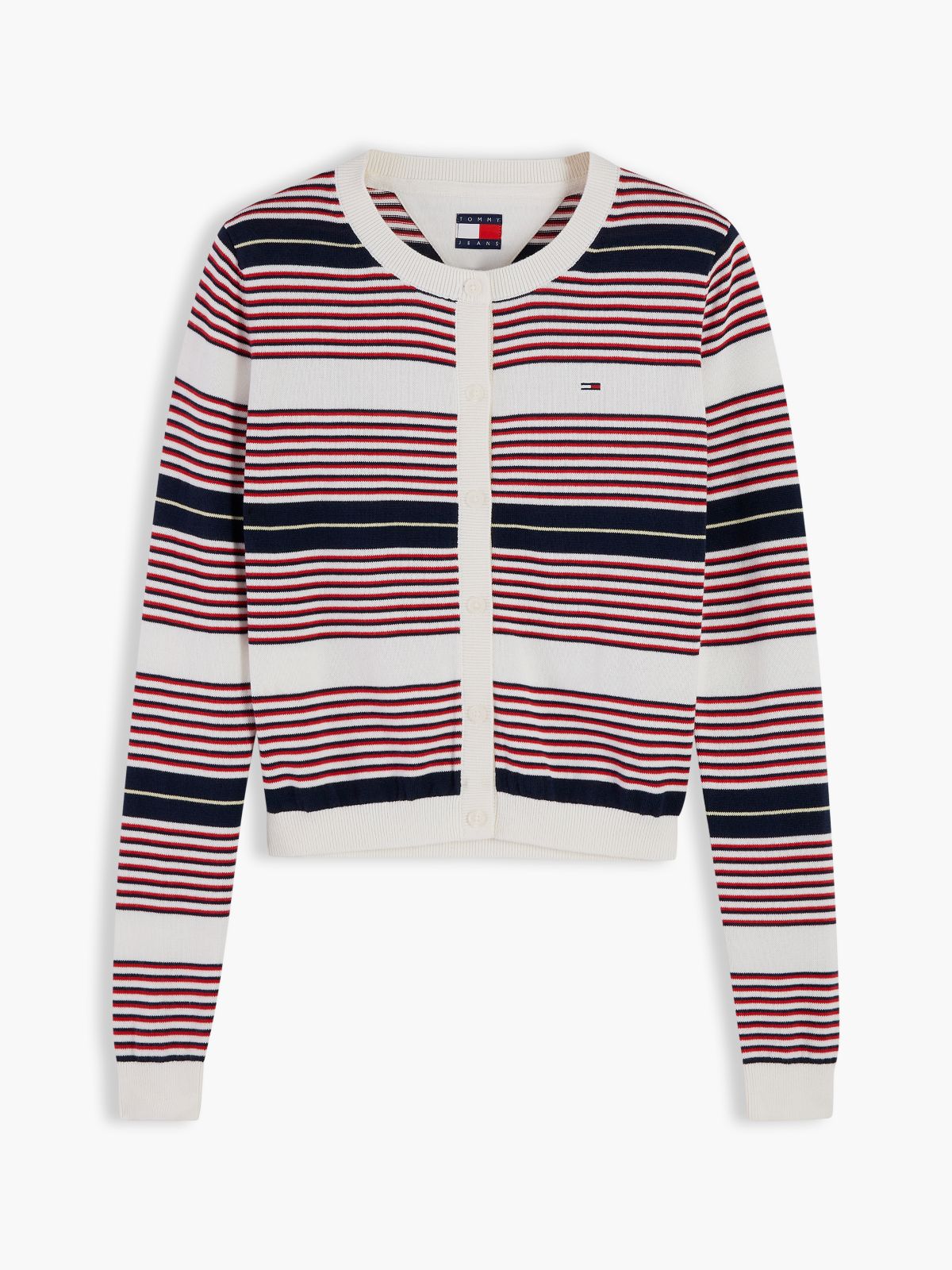 Slim Crew Neck Cardigan — Red