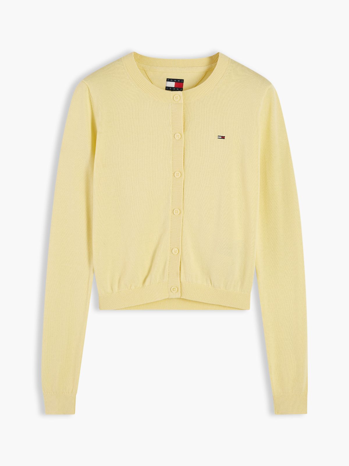 Slim Crew Neck Cardigan — Yellow