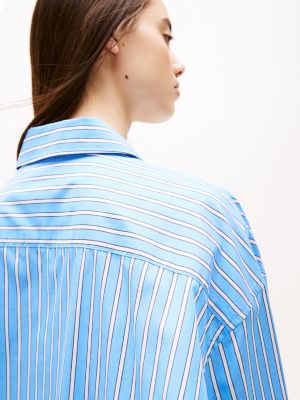 blau oversized fit mini-hemdkleid für damen - tommy jeans