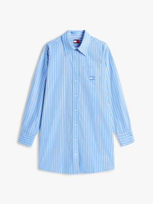 blau oversized fit mini-hemdkleid für damen - tommy jeans