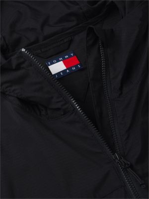 black water resistant slim windbreaker for women tommy jeans