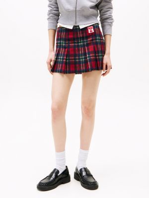 multi plaid check mini skirt for women tommy jeans