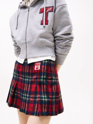 multi plaid check mini skirt for women tommy jeans