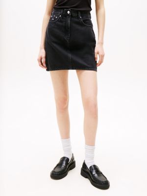 black regular mom mini skirt for women tommy jeans