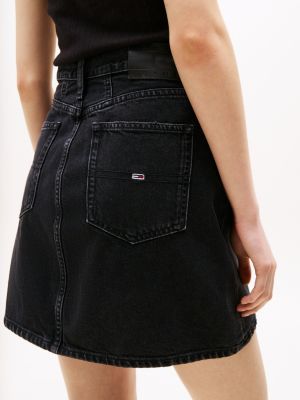 black regular mom mini skirt for women tommy jeans