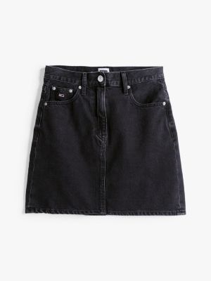 black regular mom mini skirt for women tommy jeans