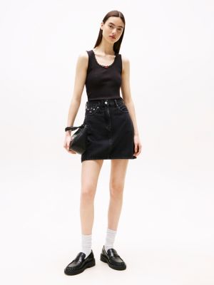 black regular mom mini skirt for women tommy jeans