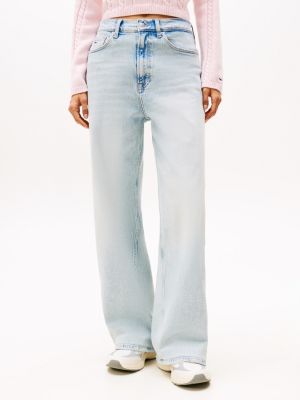 blue claire high rise wide leg jeans for women tommy jeans