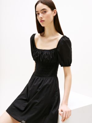 black voile square neck mini dress for women tommy jeans