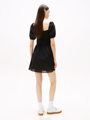 black voile square neck mini dress for women tommy jeans