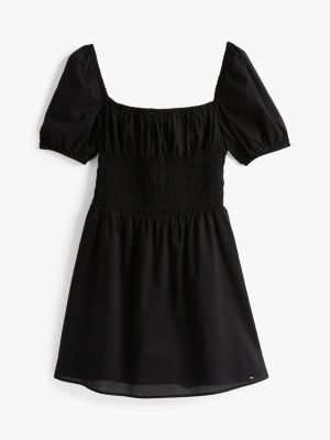 robe courte en voile à col carré noir pour femmes tommy jeans