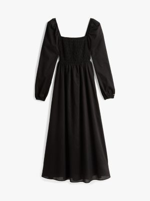 robe midi en voile à col carré noir pour femmes tommy jeans