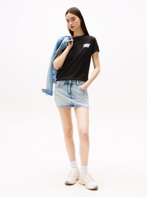 black bubble logo crew neck t-shirt for women tommy jeans