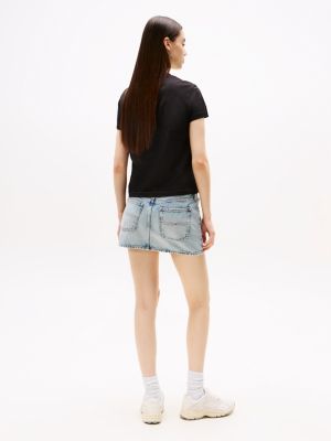 zwart t-shirt met ronde hals en bubbellogo voor dames - tommy jeans